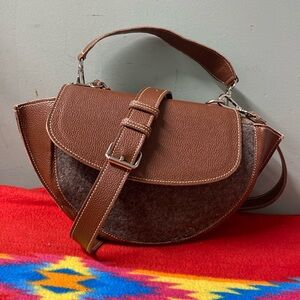 Modus Rio Leather and Wool Blend Crossbody Handbag
